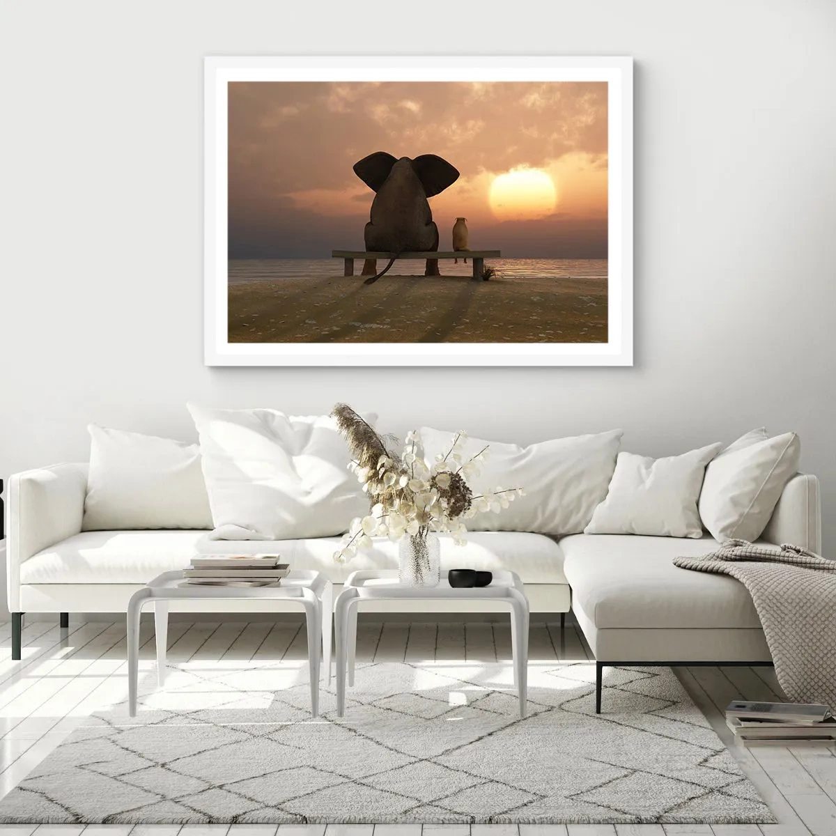 Poster in einem weißen Rahmen - Es tut gut zusammen zu schweigen - 40x30 cm