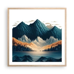 Poster in einem Rahmen aus heller Eiche - Perfekte Berglandschaft - 60x60 cm
