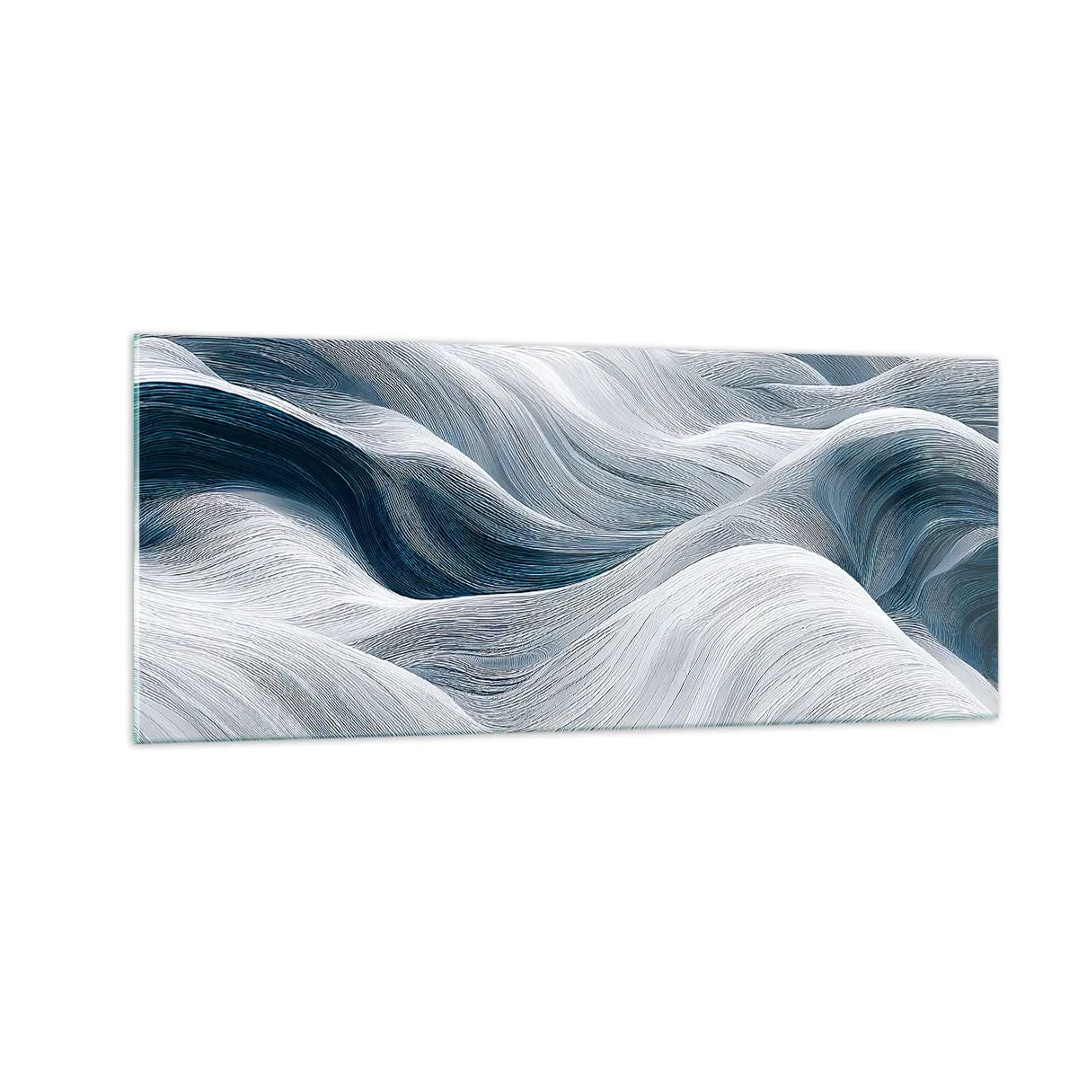 Glasbild - Bild auf glas - Weiße und blaue Wellen - 100x40 cm