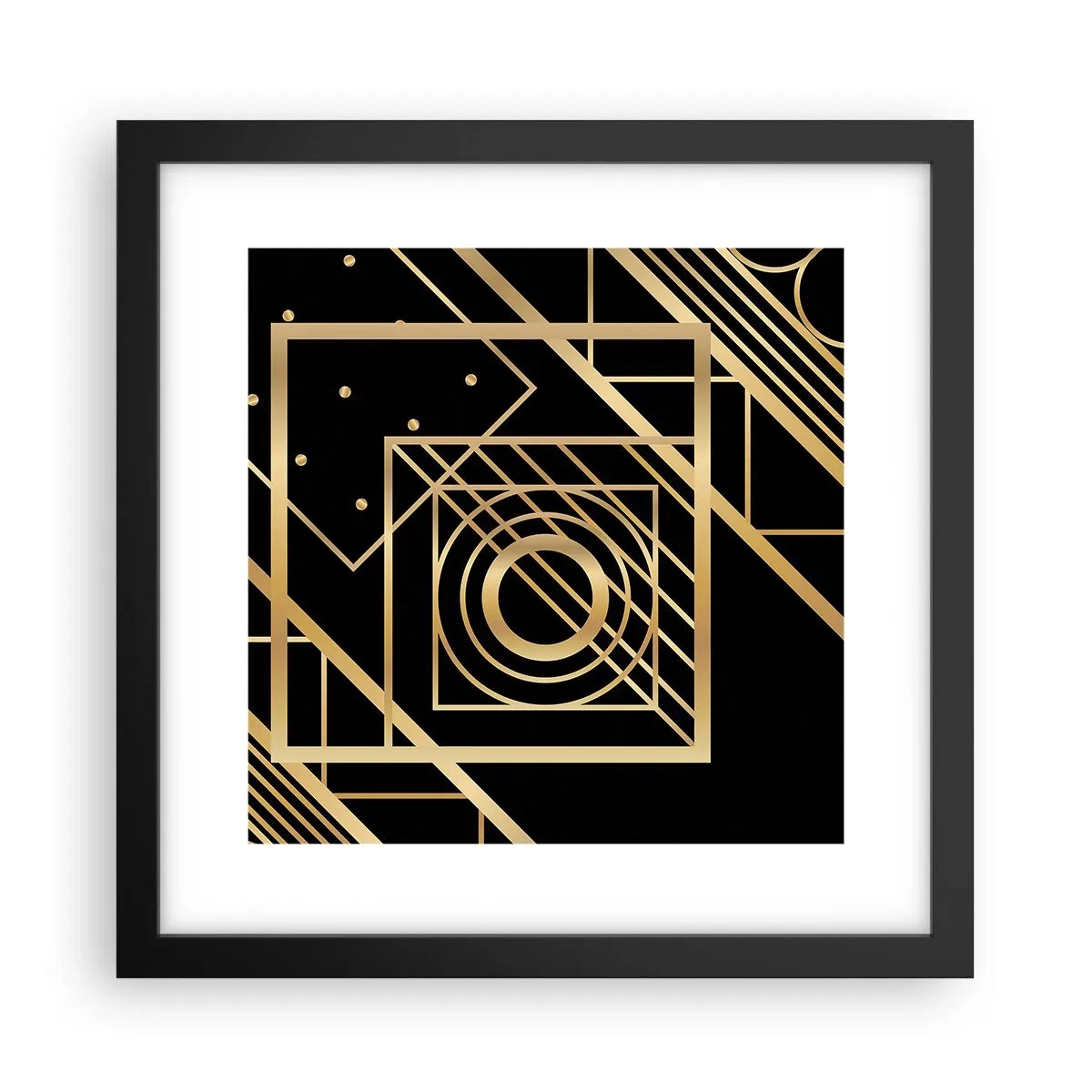 Poster in einem schwarzem Rahmen - Goldene Geometrie - 30x30 cm