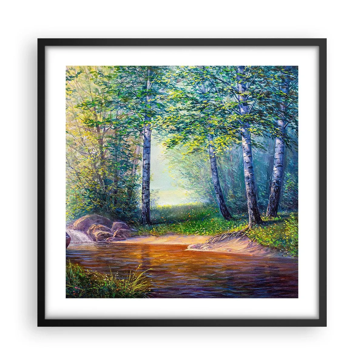Poster in einem schwarzem Rahmen - Idyllische Landschaft - 50x50 cm