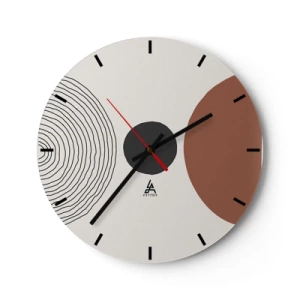 Wanduhr - Glasuhr - Konzentrische Linien und geometrische Kreise im Kontrast - 30x30cm - Das Zentrum der Aufmerksamkeit - Moderne Wanddekoration für Wohnzimmer, Küche und Schlafzimmer ARTTOR
