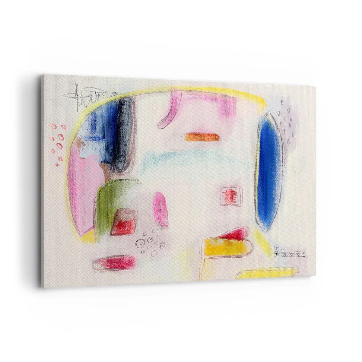 Bild auf Leinwand - Leinwandbild - Bunte abstrakte Formen auf hellem Hintergrund - 120x80cm - Eher konvex als konkav oder flach - Moderne Wanddekoration für Wohnzimmer und Schlafzimmer ARTTOR