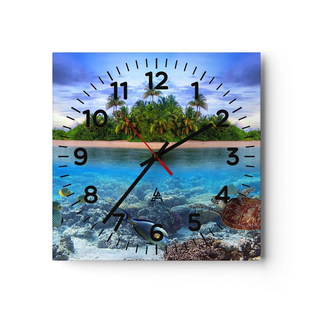 Wanduhr - Glasuhr - Heavenly Island lädt dich ein - 40x40 cm