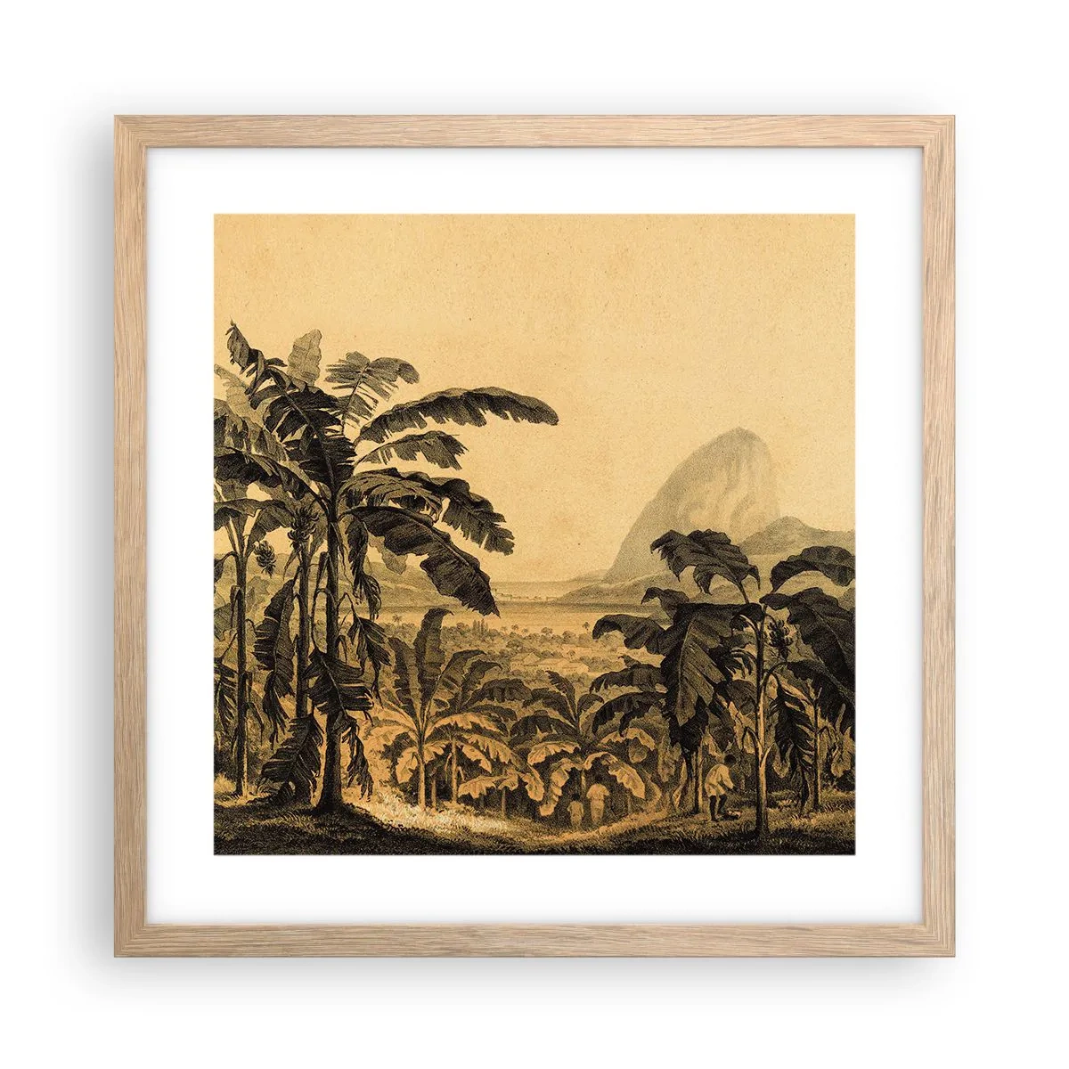 Poster in einem Rahmen aus heller Eiche - in einem kolonialen Klima - 40x40 cm