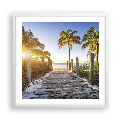 Poster in einem weißen Rahmen - Direkt ins Paradies - 50x50 cm