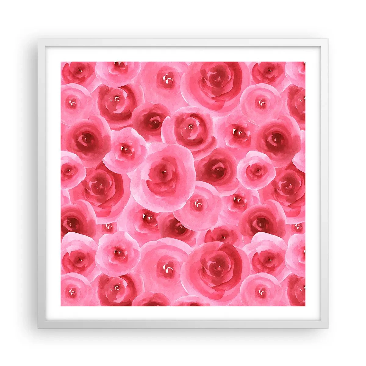 Poster in einem weißen Rahmen - Oben und unten Rosen - 60x60 cm