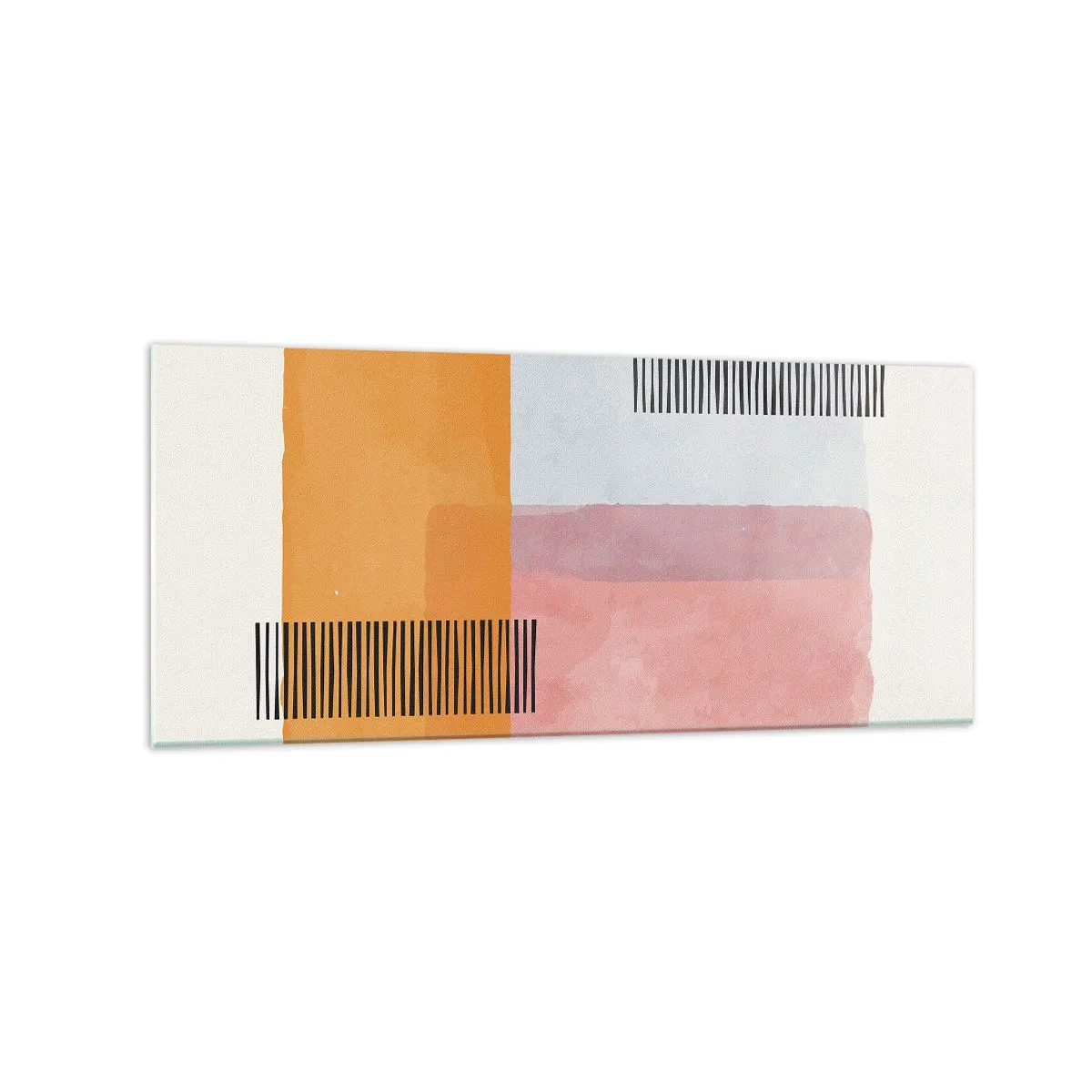 Glasbild - Bild auf glas - Geometrie in Pastellfarben mit Linien auf hellem Hintergrund - 120x50cm - Von Ecke zu Ecke - Moderne Wanddekoration für Wohnzimmer und Schlafzimmer ARTTOR