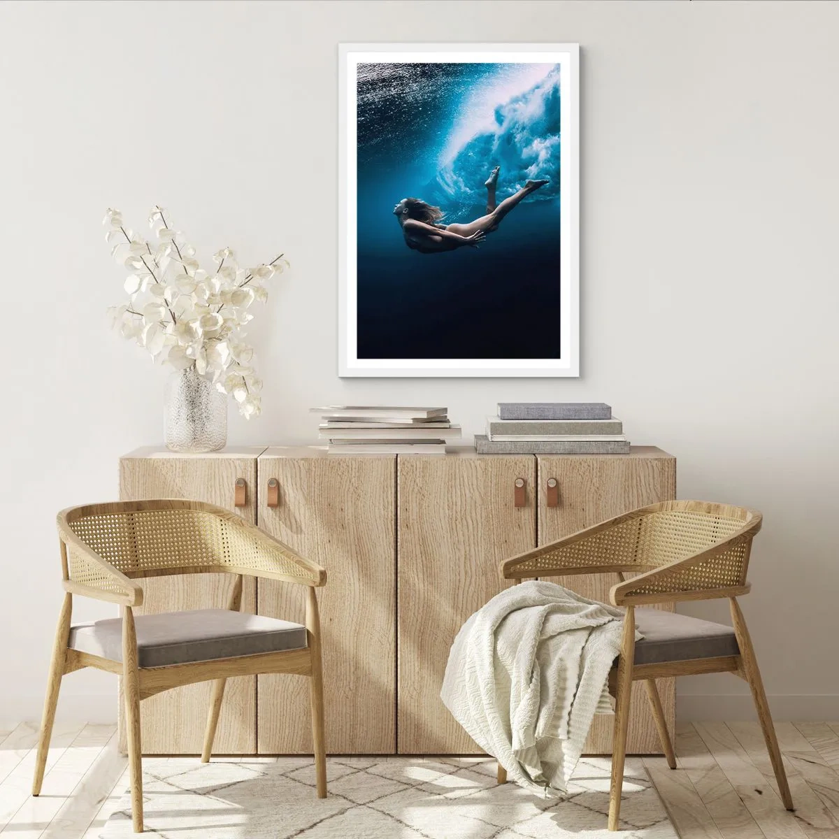 Poster in einem weißen Rahmen - Moderne Meerjungfrau - 70x100 cm
