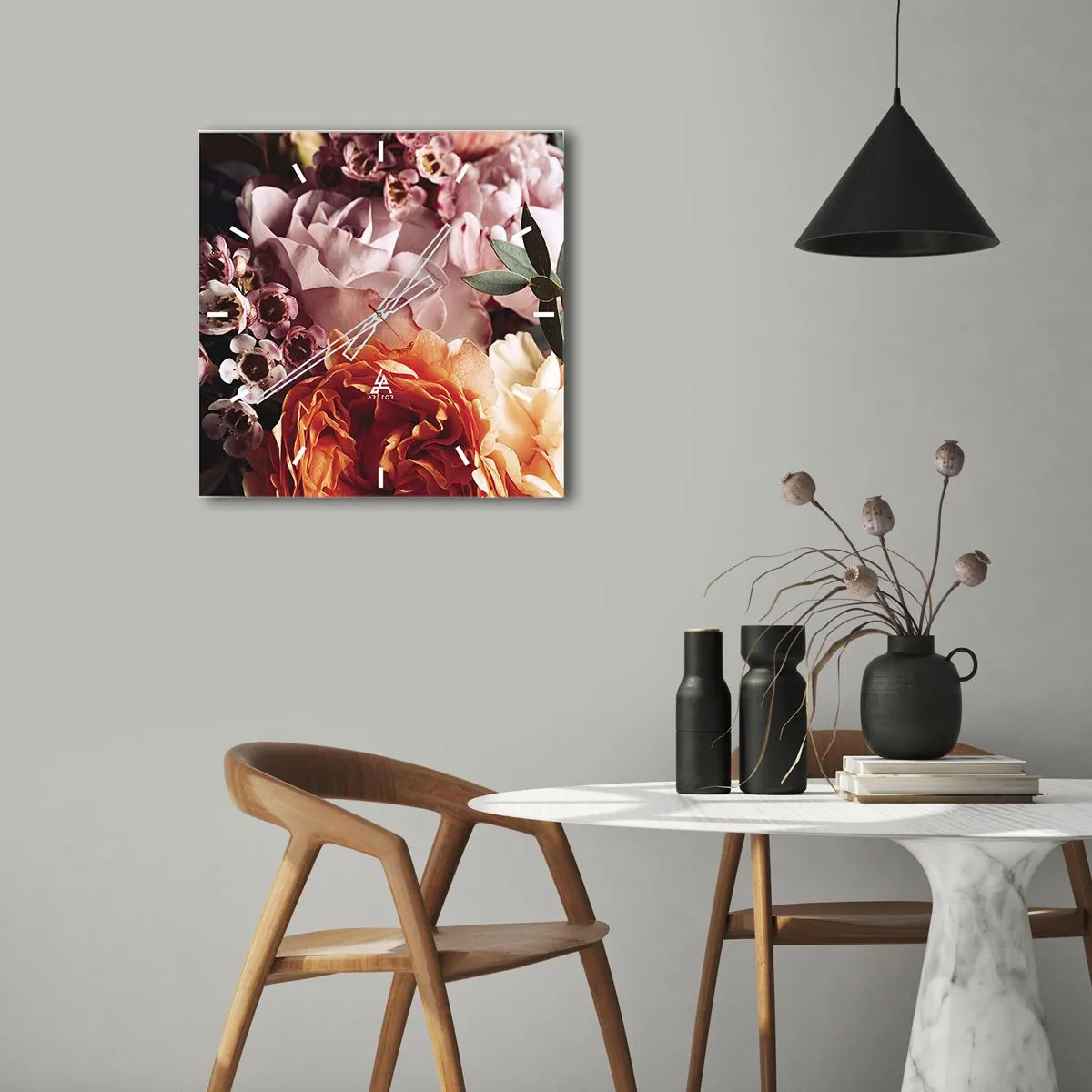 Wanduhr - Glasuhr - Eingehüllt in Schönheit - 30x30 cm