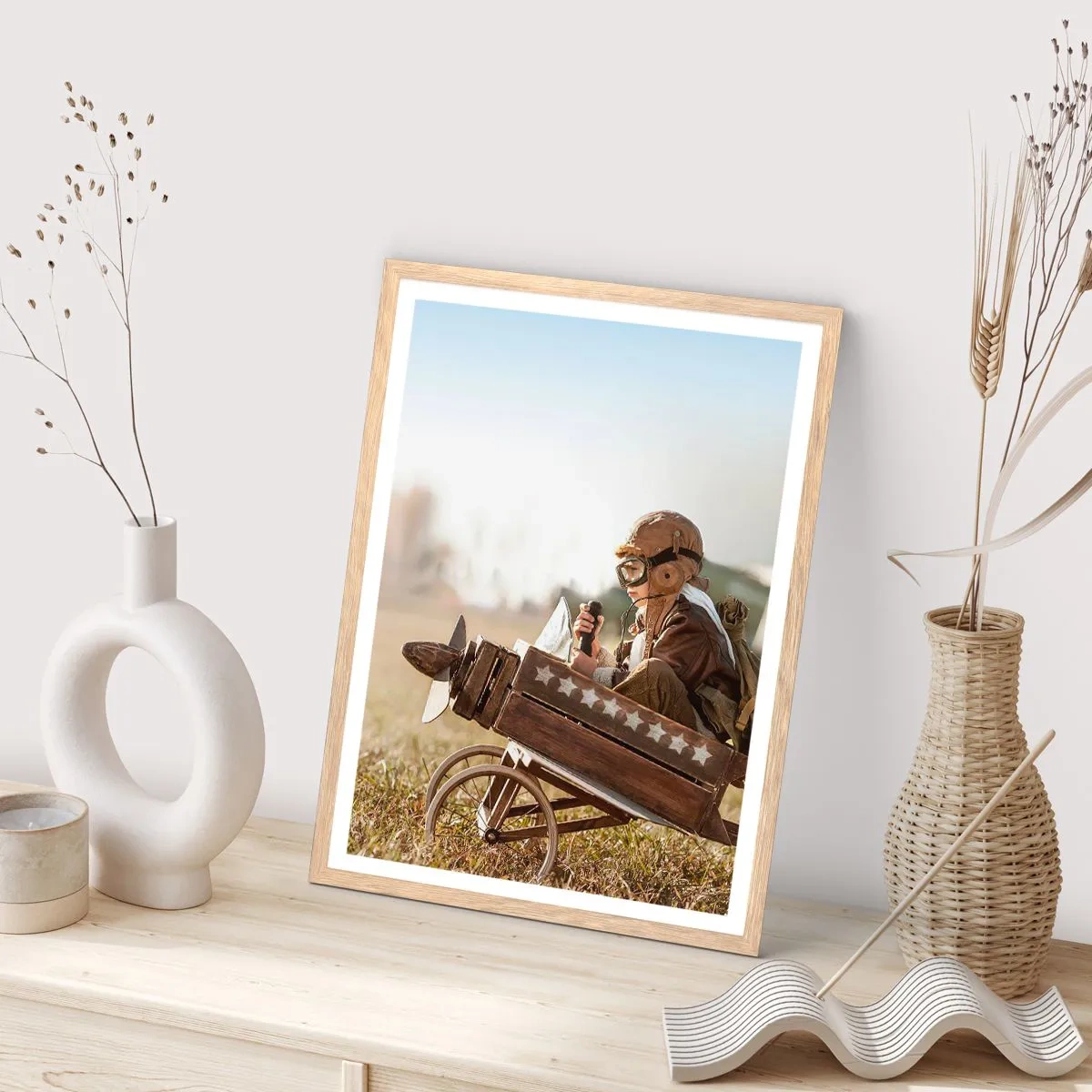 Poster in einem Rahmen aus heller Eiche - Start in Richtung eines Traums - 30x40 cm