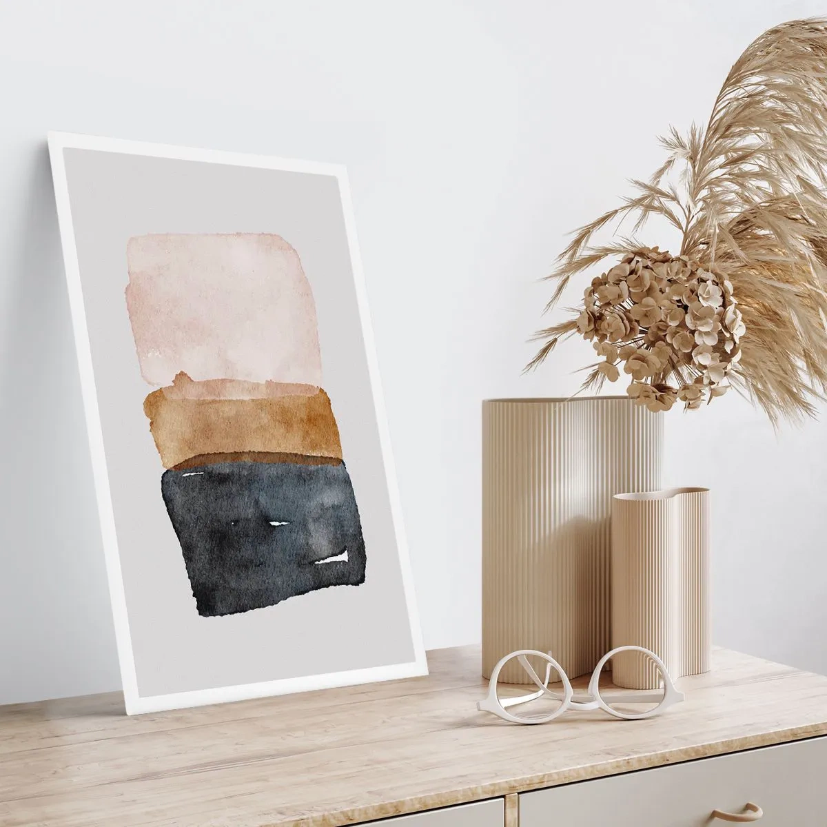 Poster - Abstraktes Aquarell in Erdtönen - 50x70cm - Die Komposition der Farben der Erde - Moderne Wanddekoration für Wohnzimmer und Schlafzimmer ARTTOR