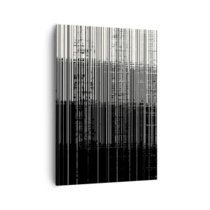 Bild auf Leinwand - Leinwandbild - Abstrakte Linienkomposition in kontrastierendem Schwarz und Weiß - 50x70cm - Wellen und Vibrationen - Moderne Wanddekoration für Wohnzimmer und Schlafzimmer ARTTOR