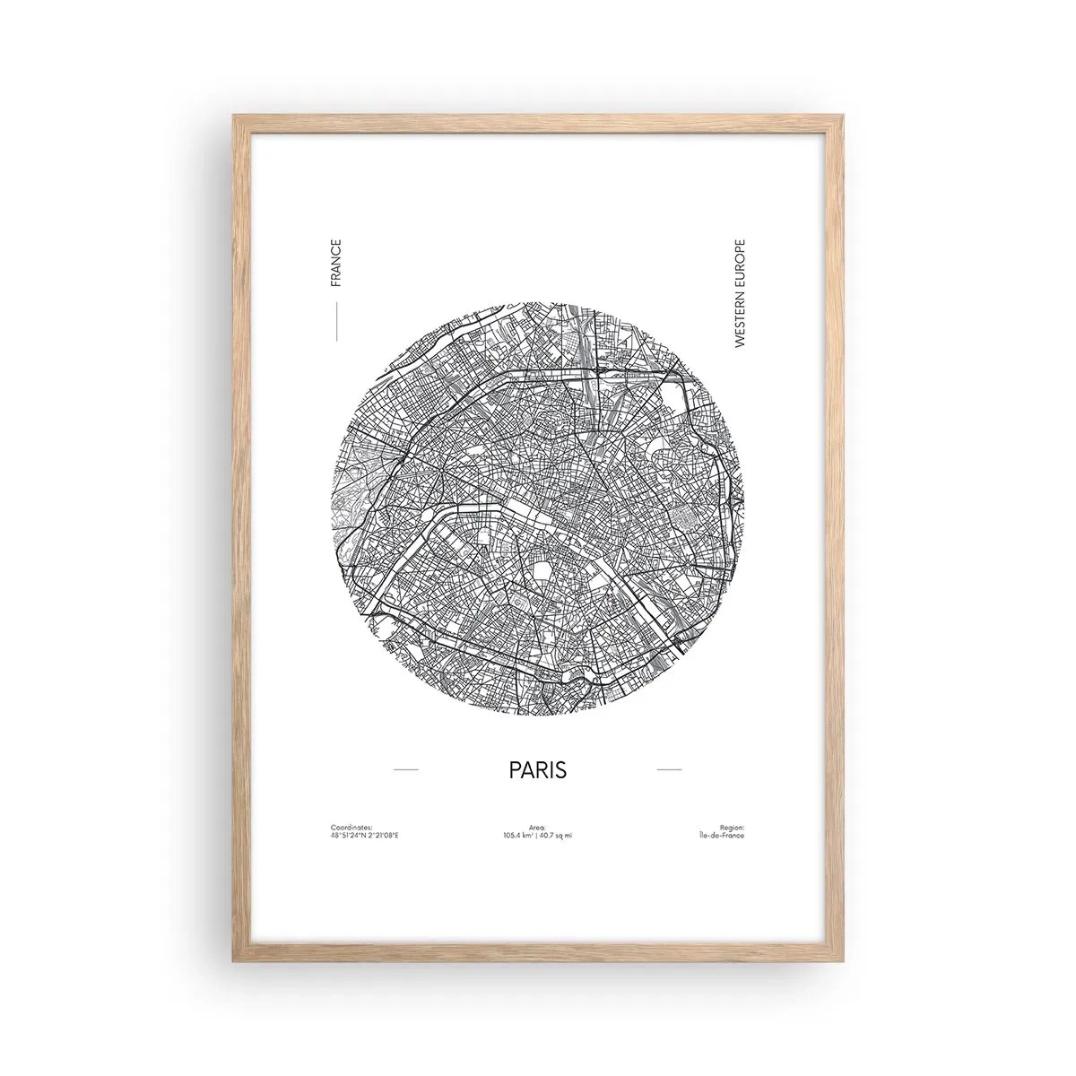 Poster in einem Rahmen aus heller Eiche - Anatomie von Paris - 50x70 cm