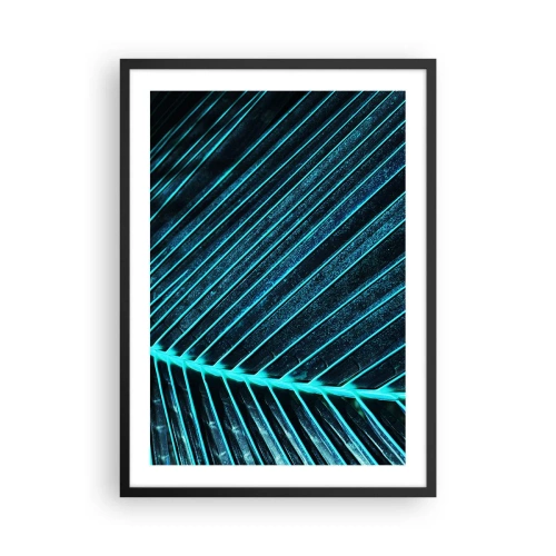 Poster in einem schwarzem Rahmen - Abstrakte Blattstruktur in Neonfarben - 50x70cm - Grüne Textur - Moderne Wanddekoration für Wohnzimmer und Schlafzimmer ARTTOR
