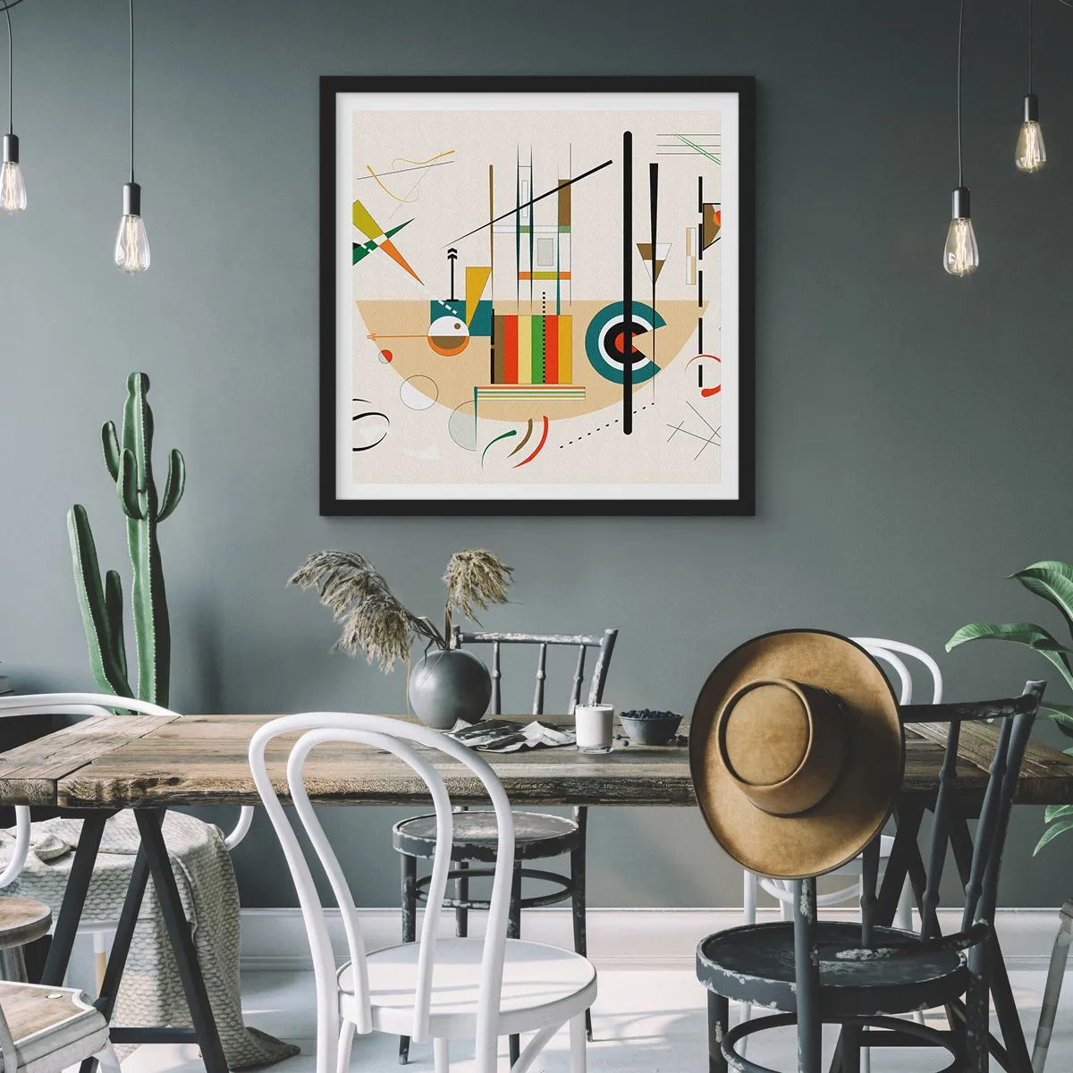 Poster in einem schwarzem Rahmen - Und die Welt lacht - 40x40 cm