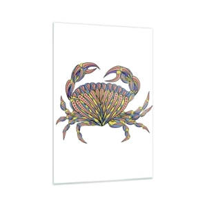 Glasbild - Bild auf glas - Bunte Krabbe im künstlerischen Stil - 70x100cm - Meeresschmuck - Moderne Wanddekoration für Wohnzimmer und Schlafzimmer ARTTOR