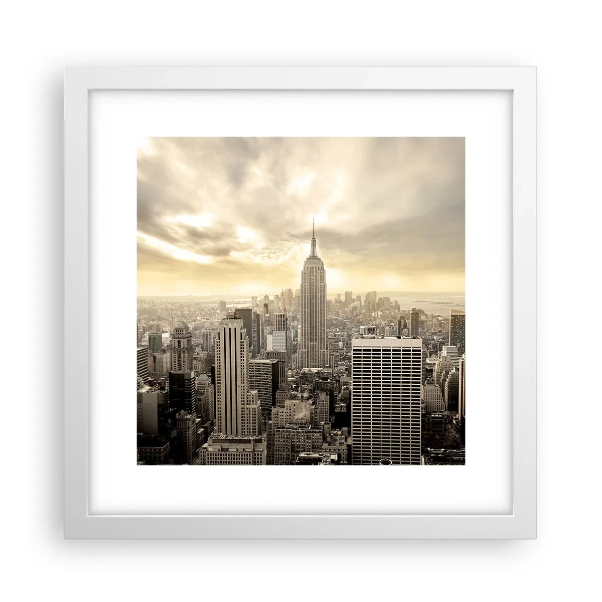 Poster in einem weißen Rahmen - New York aus Grau - 30x30 cm