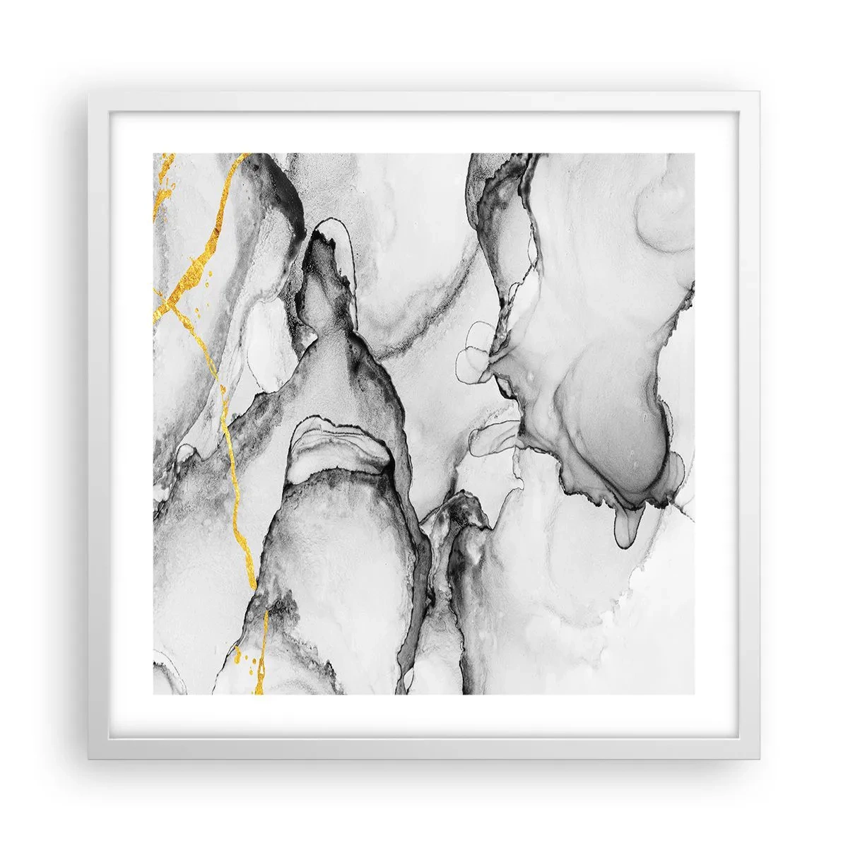 Poster in einem weißen Rahmen - Komposition mit Goldmotiv - 50x50 cm