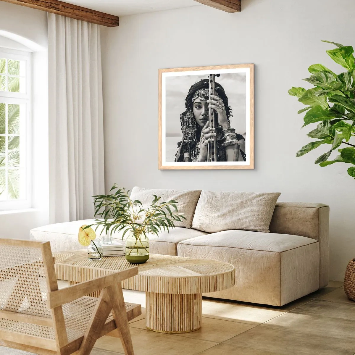 Poster in einem Rahmen aus heller Eiche - Die Musik des Orients selbst - 40x40 cm