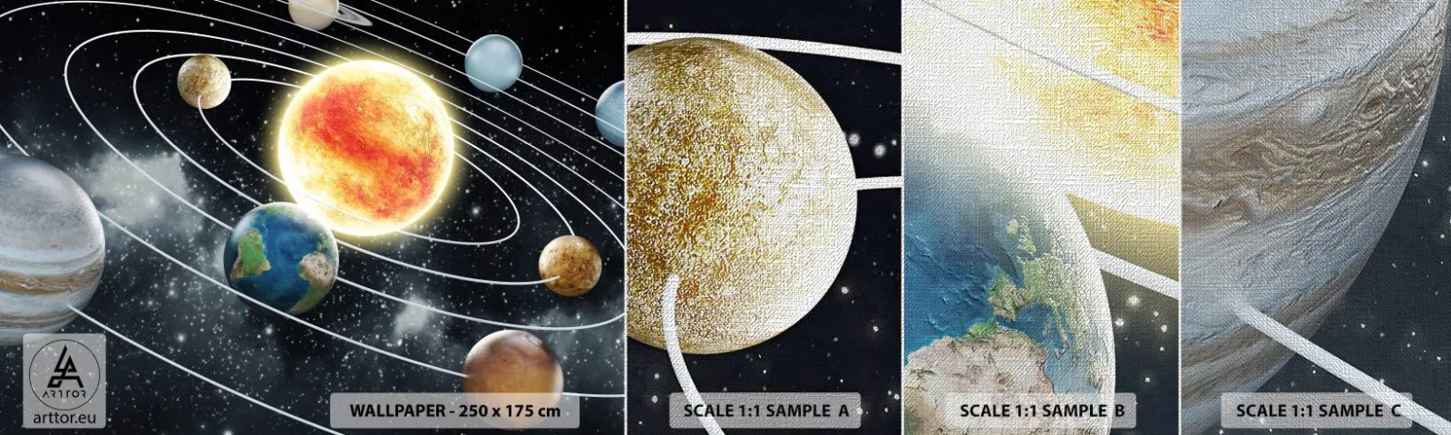 Fototapeten Muster Premium Canvas - Kosmischer Tanz - Kosmos, Galaxis, Sonnensystem - 100x30 cm