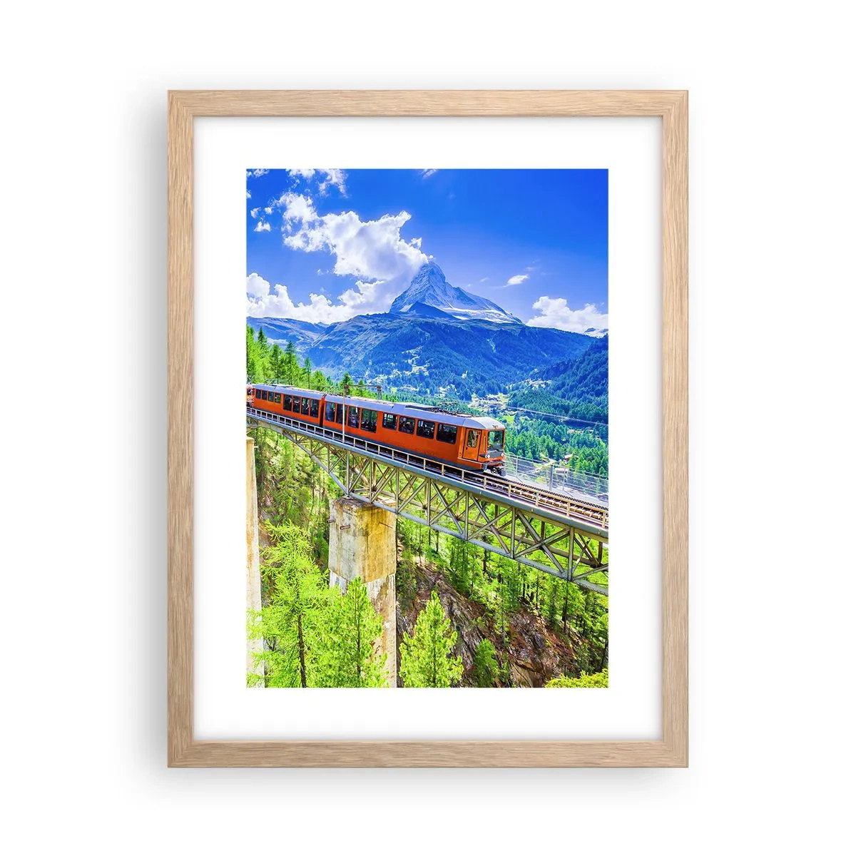 Poster in einem Rahmen aus heller Eiche - Jetzt sind Alpen dran - 30x40 cm