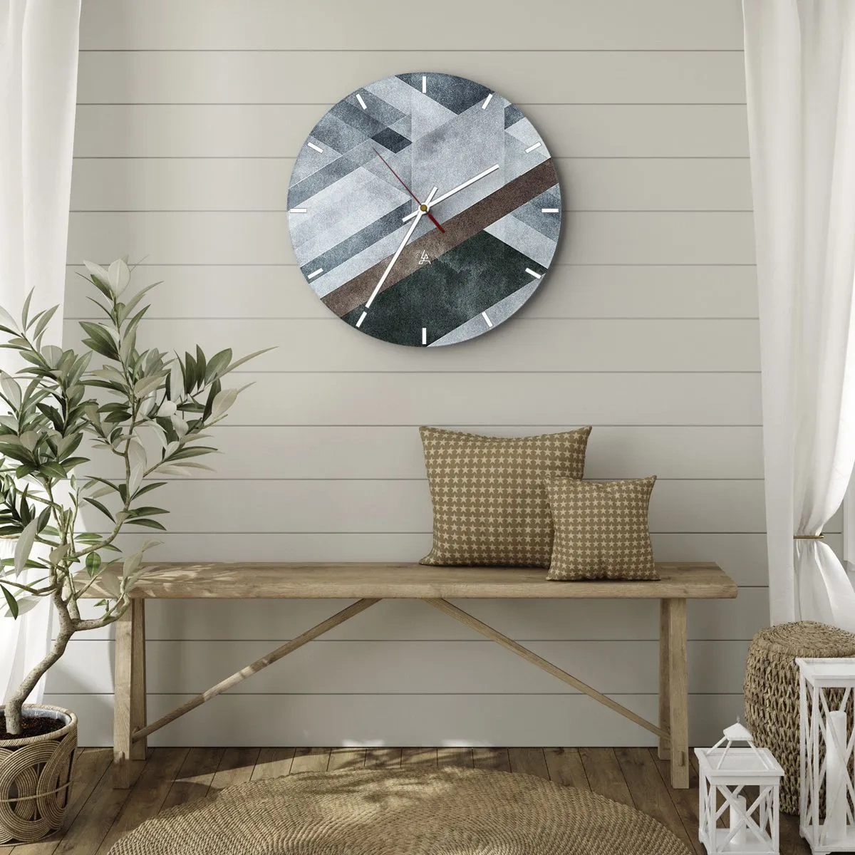 Wanduhr - Glasuhr - Anspruchsvolle Eleganz der Geometrie - 30x30 cm