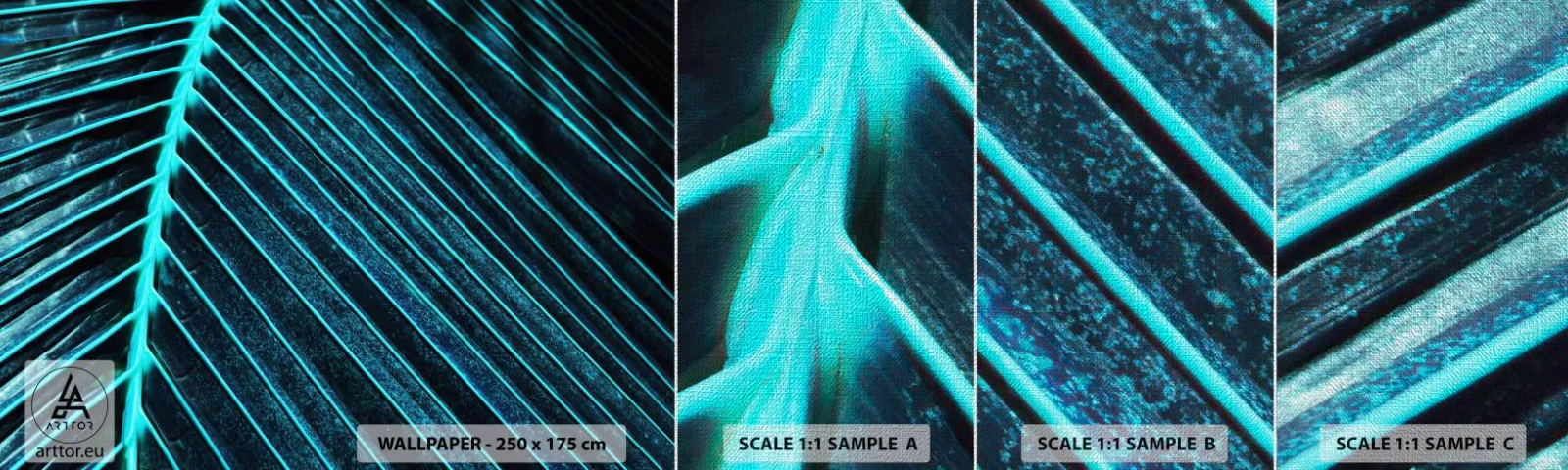 Fototapeten Muster Premium Canvas - Grüne Textur - Blatt, Makro, Tropisch - 100x30 cm