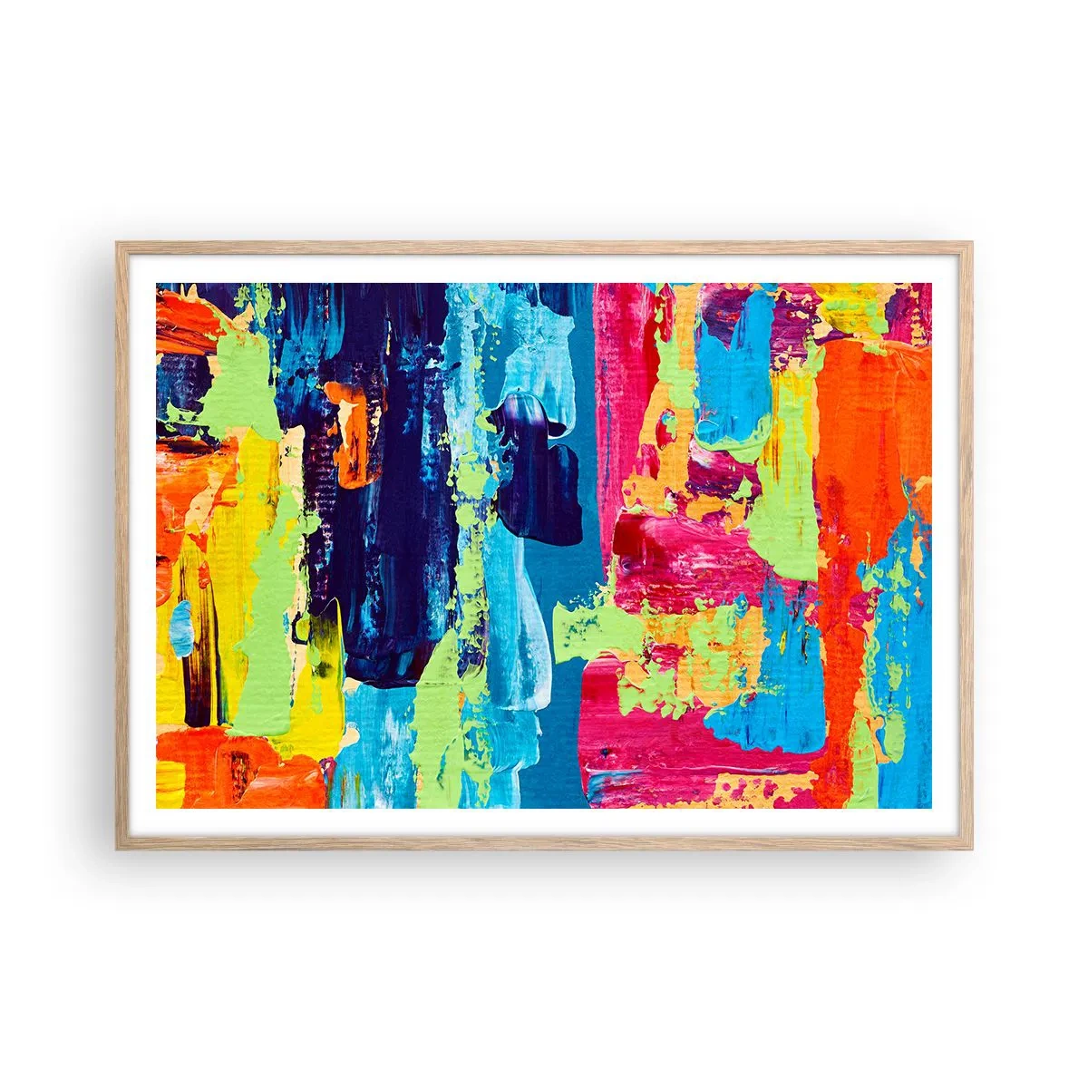 Poster in einem Rahmen aus heller Eiche - Das Leben ist wunderschoen! - 100x70 cm