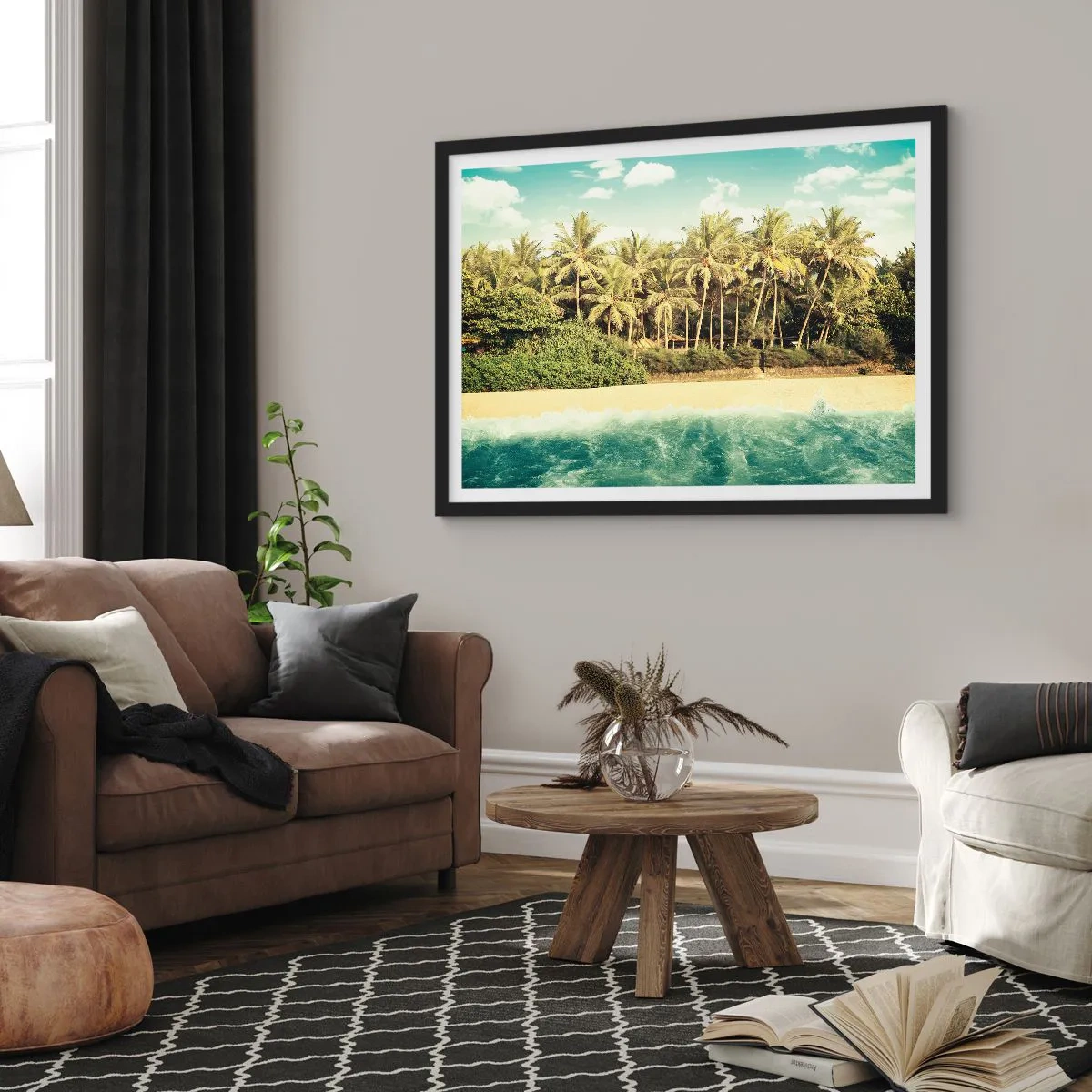 Poster in einem schwarzem Rahmen - Wie wäre es hier? - 91x61 cm