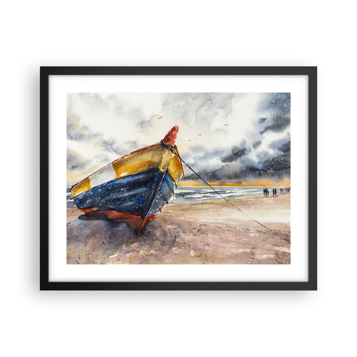 Poster in einem schwarzem Rahmen - Erholung am Ufer - 50x40 cm