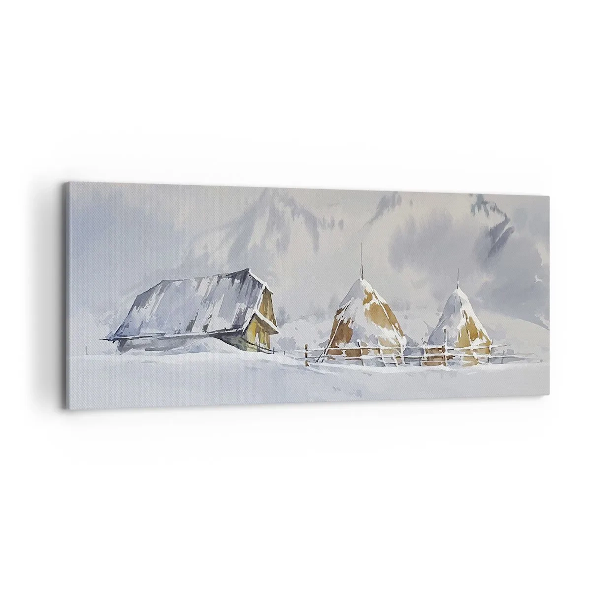 Bild auf Leinwand - Leinwandbild - In einem verschneiten Talkessel - 100x40 cm