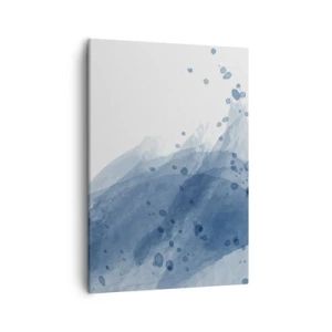 Bild auf Leinwand - Leinwandbild - Abstrakte Flecken und Streifen in Blautönen - 50x70cm - Blauer Tüll - Moderne Wanddekoration für Wohnzimmer und Schlafzimmer ARTTOR