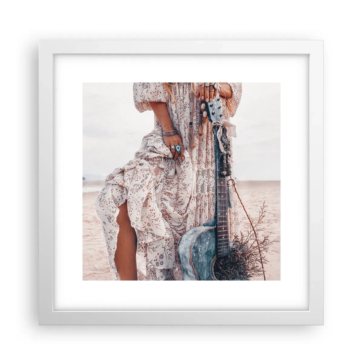 Poster in einem weißen Rahmen - Kinderblumen auf dem Weg - 30x30 cm