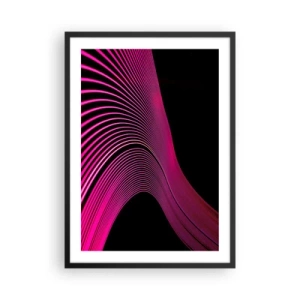 Poster in einem schwarzem Rahmen - Dynamische rosa Linien auf schwarzem Hintergrund - 50x70cm - Allee des Lichts - Moderne Wanddekoration für Wohnzimmer und Schlafzimmer ARTTOR