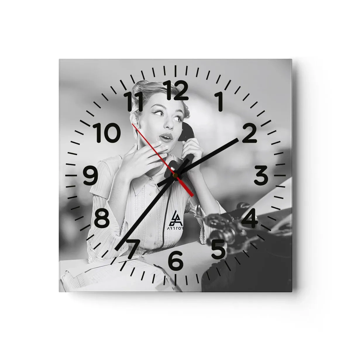 Wanduhr - Glasuhr - Hallo, wir sind in den 1950er Jahren. - 40x40 cm