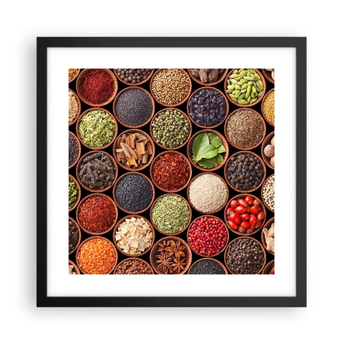 Poster in einem schwarzem Rahmen - Alle Aromen der Welt - 40x40 cm