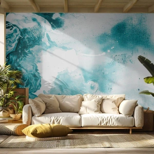 Maßgeschneiderte Fototapete Premium Canvas - Morast von Blau - Abstraktion, Stück, Moderne Kunst.