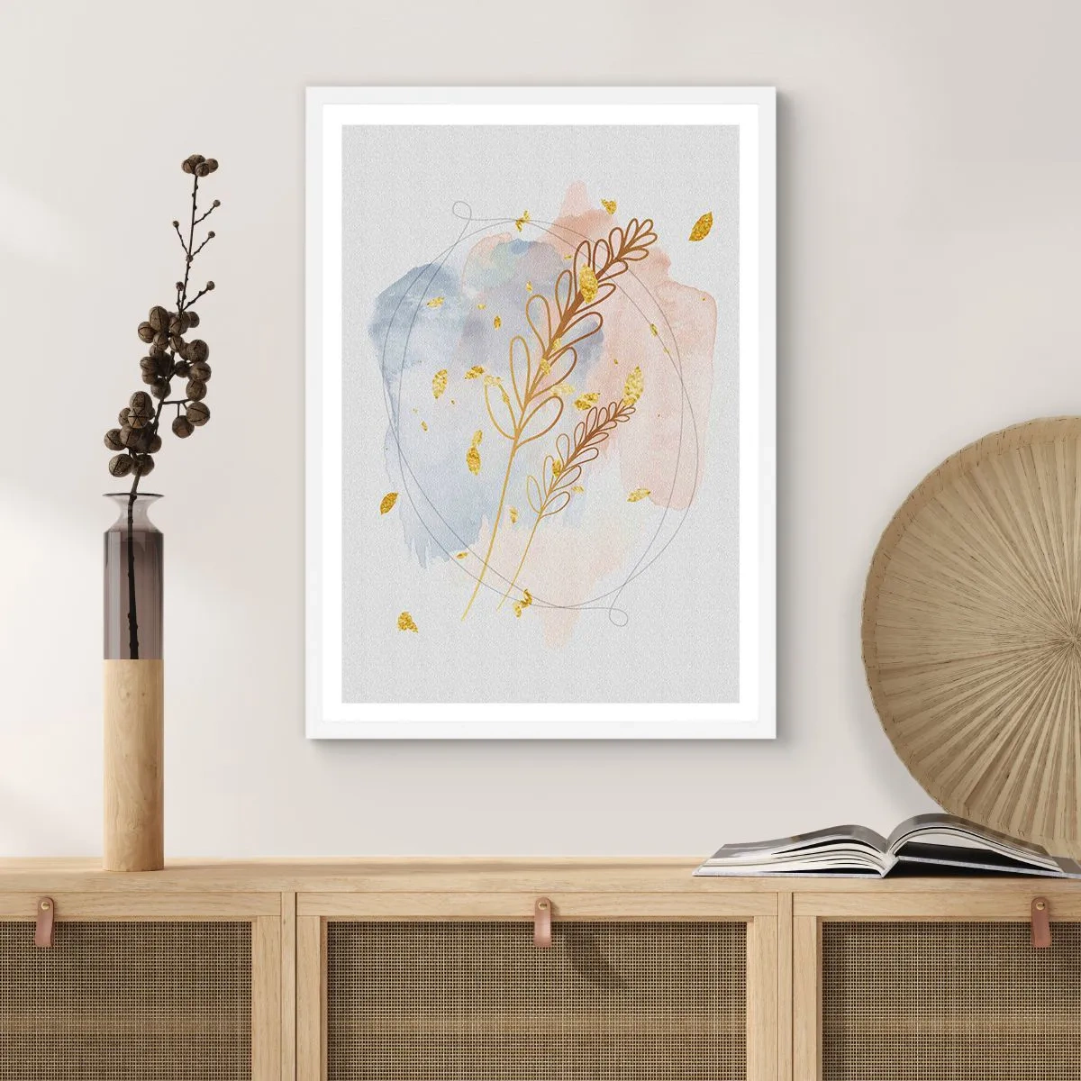 Poster in einem weißen Rahmen - Goldenr Hauch - 50x70 cm