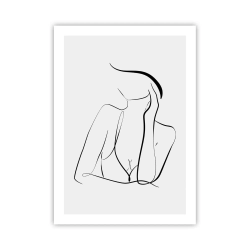 Poster - Eine minimalistische Linie, die die Silhouette einer Frau darstellt - 50x70cm - Auf der Traumwelle - Moderne Wanddekoration für Wohnzimmer und Schlafzimmer ARTTOR