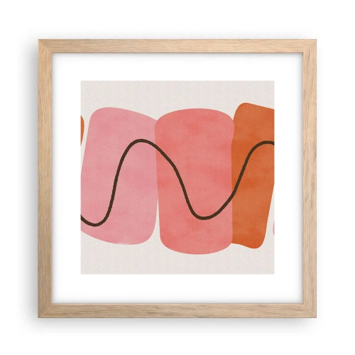 Poster in einem Rahmen aus heller Eiche - Sanfte Bewegung der Formen - 30x30 cm