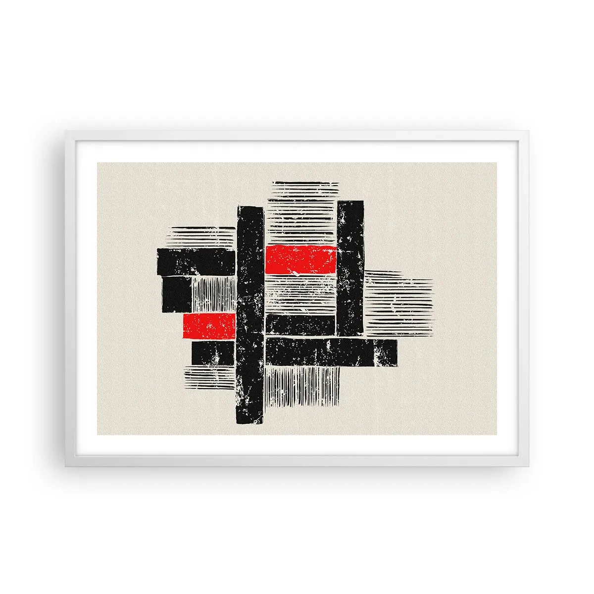 Poster in einem weißen Rahmen - Rot und Schwarz - 70x50 cm