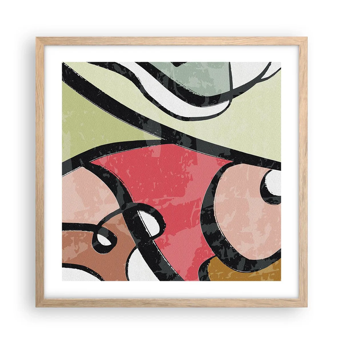 Poster in einem Rahmen aus heller Eiche - Pirouetten unter Farben - 50x50 cm