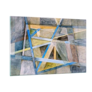 Glasbild - Bild auf glas - Abstrakte Komposition mit geometrischen Formen - 120x80cm - Gerade oder diagonal? - Moderne Wanddekoration für Wohnzimmer und Schlafzimmer ARTTOR