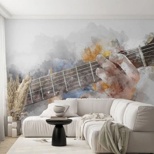 Fototapete Premium Sand - Poesie zwischen den Saiten - Musik, Gitarre, Grafik - 450x315 cm