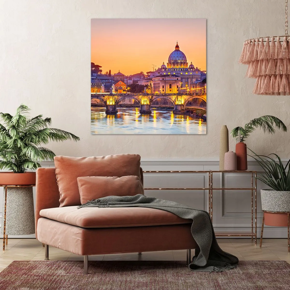 Bild auf Leinwand - Leinwandbild - Sonnenuntergang über der ewigen Stadt - 40x40 cm