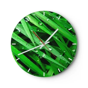 Wanduhr - Glasuhr - Grün spielen - 40x40 cm