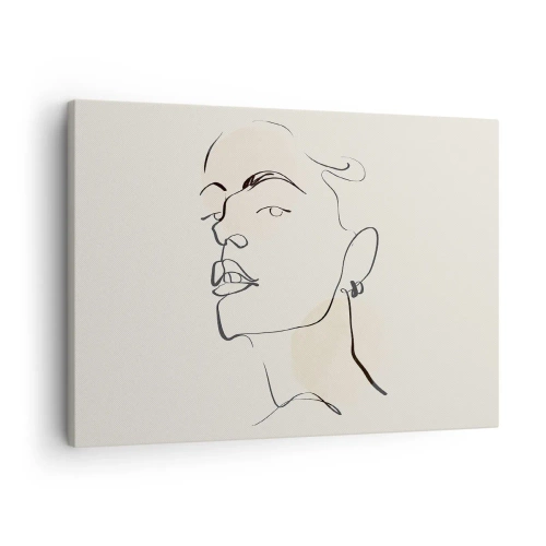 Bild auf Leinwand - Leinwandbild - Minimalistische Skizze eines Frauengesichts - 70x50cm - Ein stolzer Blick - Moderne Wanddekoration für Wohnzimmer und Schlafzimmer ARTTOR