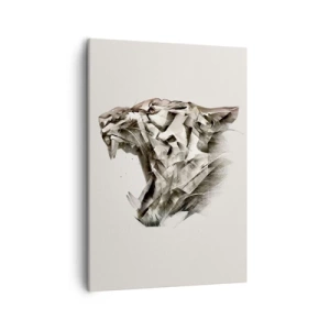 Bild auf Leinwand - Leinwandbild - Abstraktes Bild eines Tigers in Beigetönen - 50x70cm - Du weißt schon wer das Sagen hat - Moderne Wanddekoration für Wohnzimmer und Schlafzimmer ARTTOR