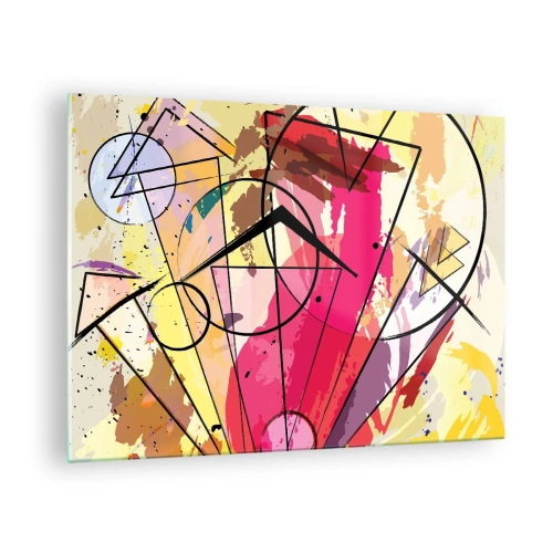 Glasbild - Bild auf glas - Bunte Abstraktion mit geometrischen Mustern und Linien - 70x50cm - Explosion - Moderne Wanddekoration für Wohnzimmer und Schlafzimmer ARTTOR